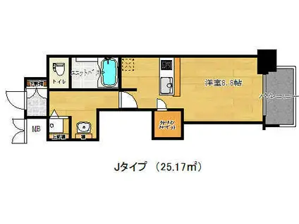 プレサンス神戸グレンツ(1K/2階)の間取り写真