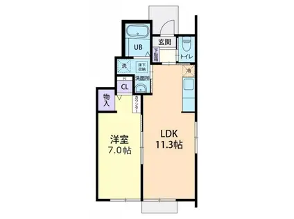 プルミエール惠(1LDK/1階)の間取り写真