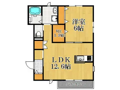 アストール(1LDK/1階)の間取り写真