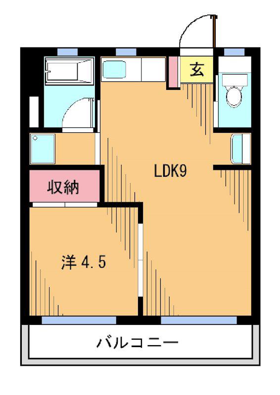 浅間マンション(1LDK/1階)の間取り写真