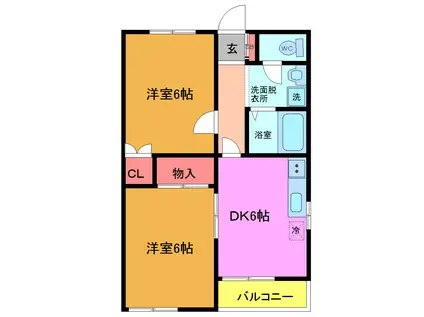 エステート明星(2DK/1階)の間取り写真