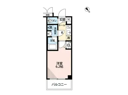 ガーラ横濱関内グランドステージ(1K/2階)の間取り写真