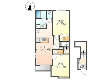 ビビエンダ(2LDK/2階)の間取り写真