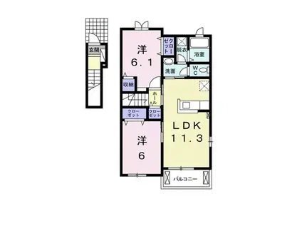 エンジェル・ティアーズ II(2LDK/2階)の間取り写真