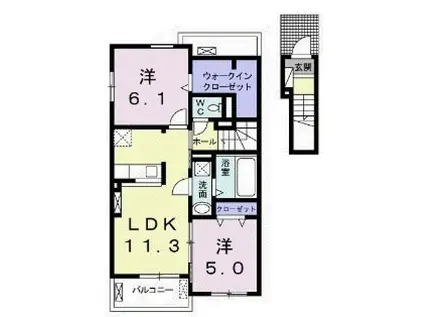 メロウII(2LDK/2階)の間取り写真