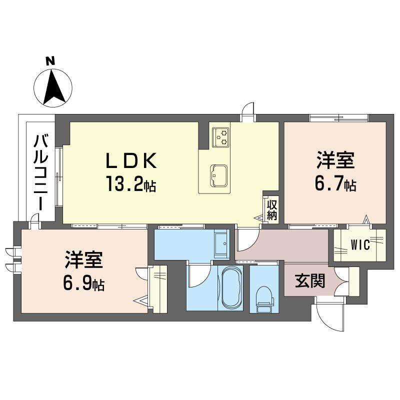 イルストーン古川(2LDK/2階)の間取り写真