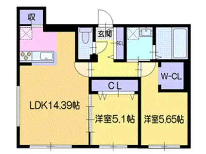 ラシュエットN7E8(2LDK/1階)の間取り写真