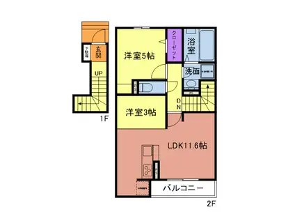 グリーンメゾン柴崎(2LDK/2階)の間取り写真