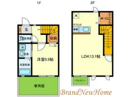 TOWN COURT(1LDK/1階)の間取り写真