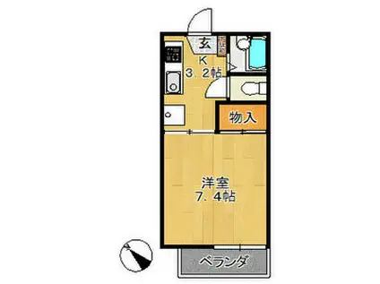 ファミールK(1K/2階)の間取り写真