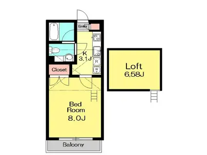 メゾン・パルフェ(1K/2階)の間取り写真
