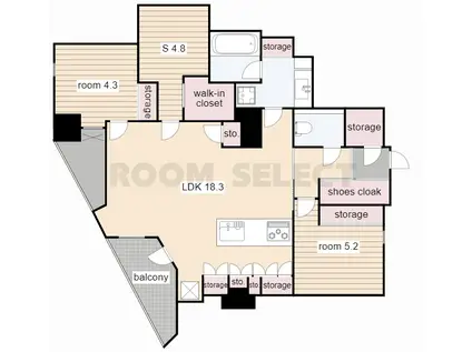 MOTHER(2SLDK/7階)の間取り写真