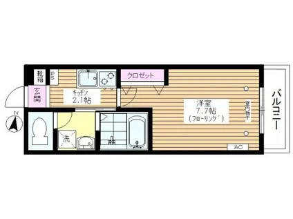 オーブ平和台(1K/2階)の間取り写真