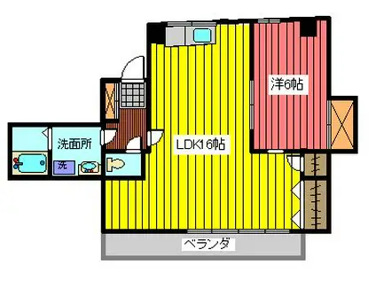 加来ビル(1LDK/6階)の間取り写真