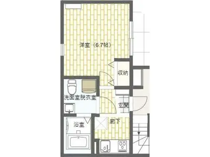 アーバンステージ門前仲町III(1K/2階)の間取り写真