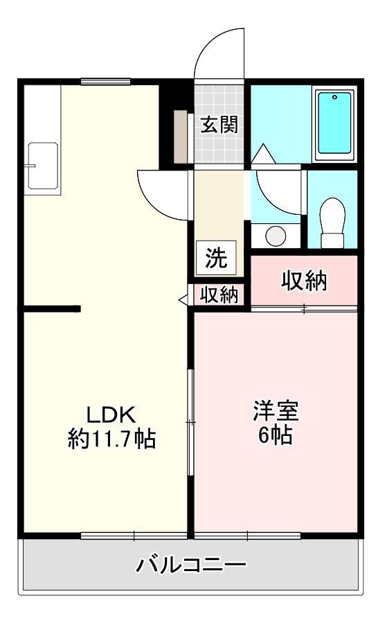 サンモール長沢C(1LDK/2階)の間取り写真