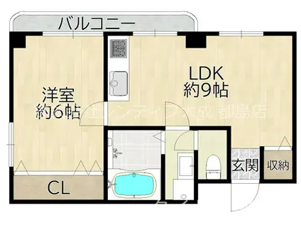 TSマンション(1LDK/5階)の間取り写真