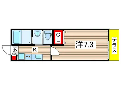 マーブルコート千葉みなと(1K/1階)の間取り写真