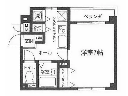メリディアン八王子 II(1K/2階)の間取り写真