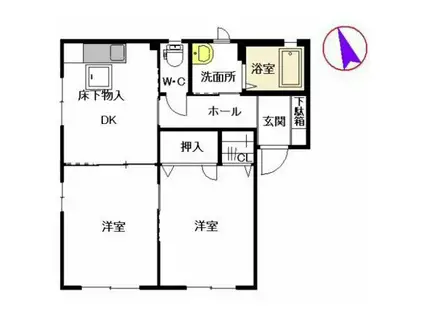 グランドソレーユ(2DK/1階)の間取り写真