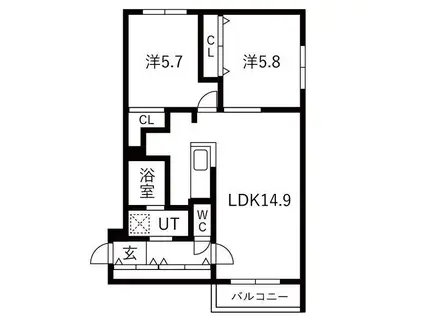 ラコリナ(2LDK/5階)の間取り写真