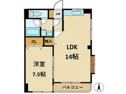 メゾンドAII(1LDK/5階)の間取り写真