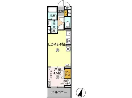 オークツリー(1LDK/3階)の間取り写真