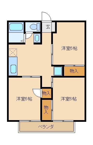 グリーンヒル新宿(3DK/2階)の間取り写真