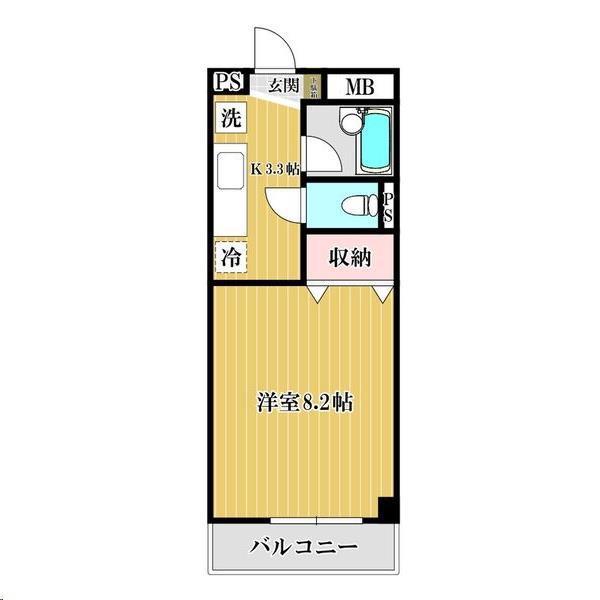 グレイスハイツ山手町(1K/2階)の間取り写真
