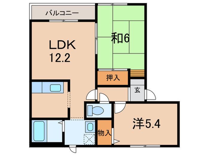 ファジー・アドザックスC棟(2LDK/1階)の間取り写真