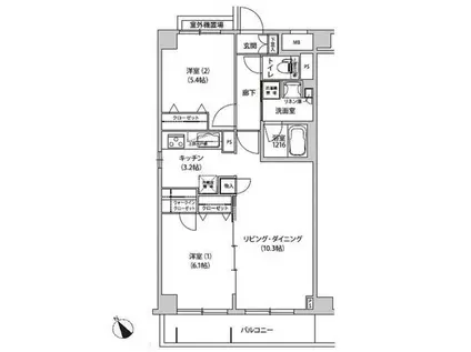 オチェアーノ南行徳(2LDK/2階)の間取り写真