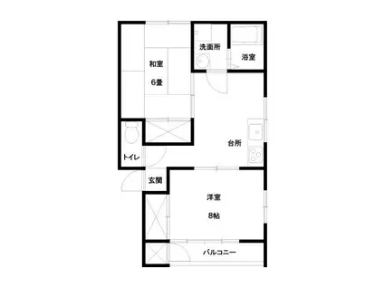 ユートピア F棟(2DK/1階)の間取り写真