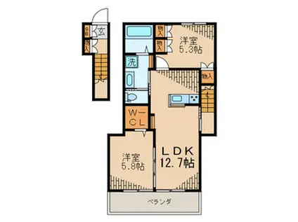 アクティス(2LDK/2階)の間取り写真