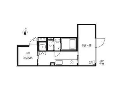 ミオテゾーロ哲学堂カーザ(1K/2階)の間取り写真