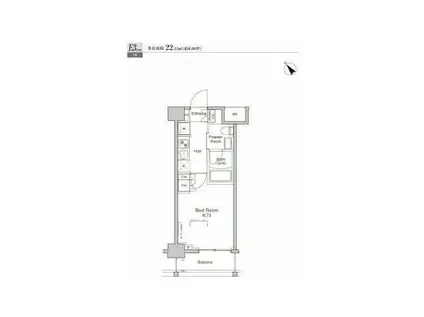 プラウドフラット戸越公園(1K/3階)の間取り写真