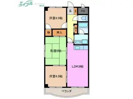 大木マンションA(3DK/2階)の間取り写真