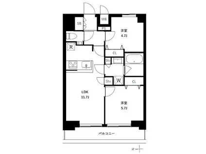 アーバンパーク浅草II(2LDK/10階)の間取り写真