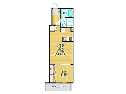 ルクセント検見川(1LDK/3階)の間取り写真