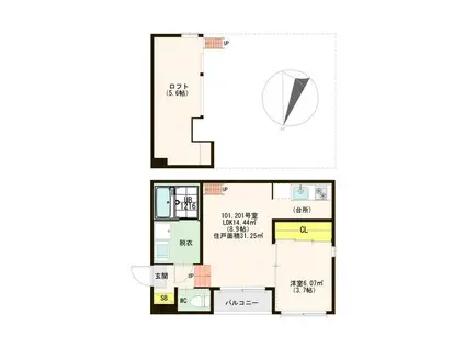 グランバレー(1LDK/1階)の間取り写真