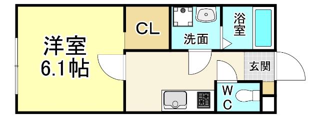 GOLD SHIP(1K/2階)の間取り写真