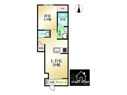 レーヴ蔵本(1LDK/1階)の間取り写真