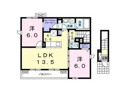 ポライトリー メゾン II(2LDK/2階)の間取り写真