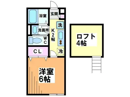 コルティーレ吉祥寺(1K/2階)の間取り写真