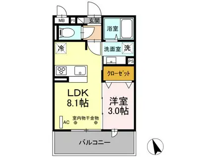 CASTILLO(1LDK/2階)の間取り写真