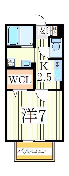 プルミエ(1K/1階)の間取り写真