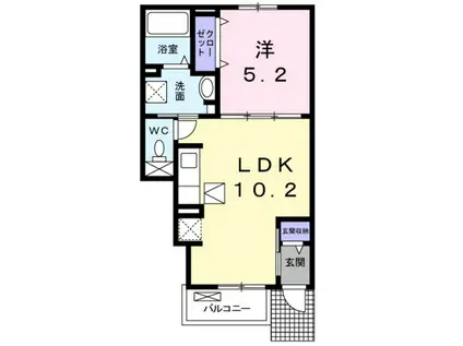 カルムガーデン(1LDK/1階)の間取り写真