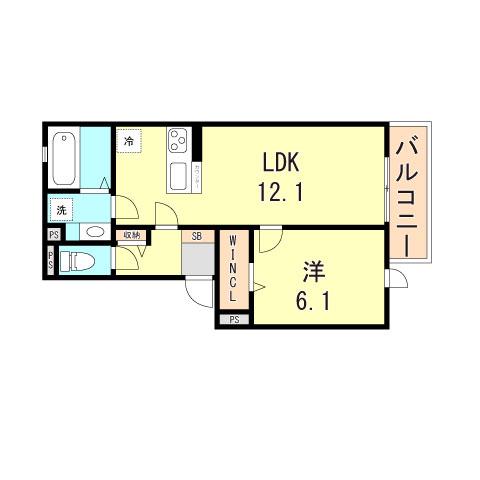 YKメゾン舞子台(1LDK/1階)の間取り写真