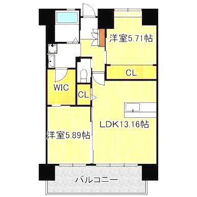 レジェンド高見(2LDK/7階)の間取り写真
