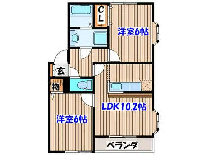 モンブラン南中山II(2LDK/1階)の間取り写真