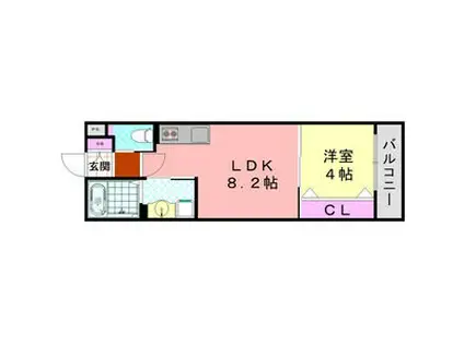 ダン・ル・ボア鳳東(1LDK/2階)の間取り写真